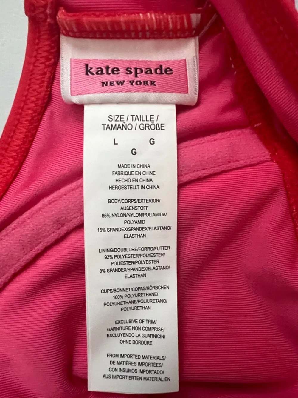 Kate Spade Flame Scarlett Polka Dot Underwire Bikini Top Large NWT Pink Red